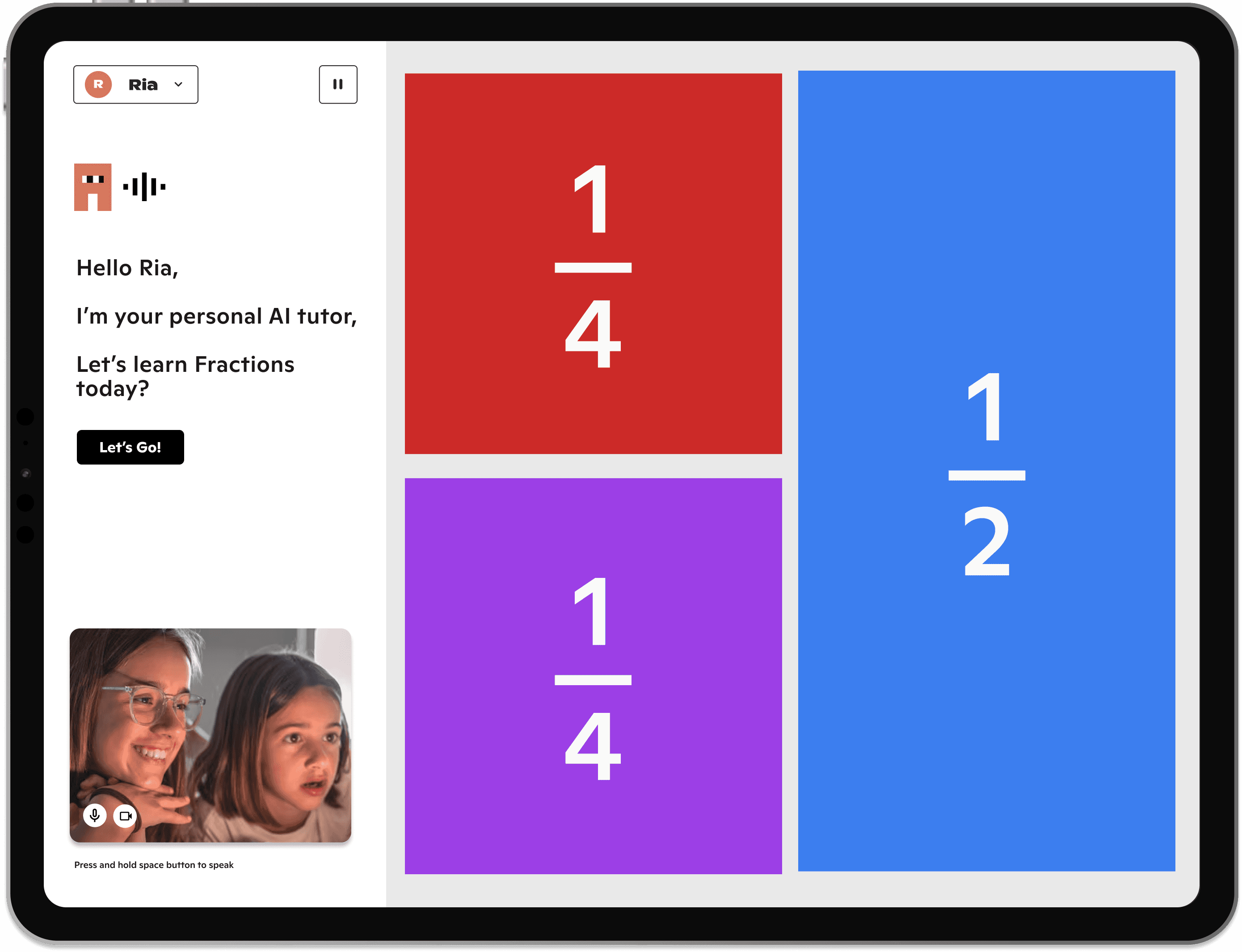 Child learning math with AI tutor