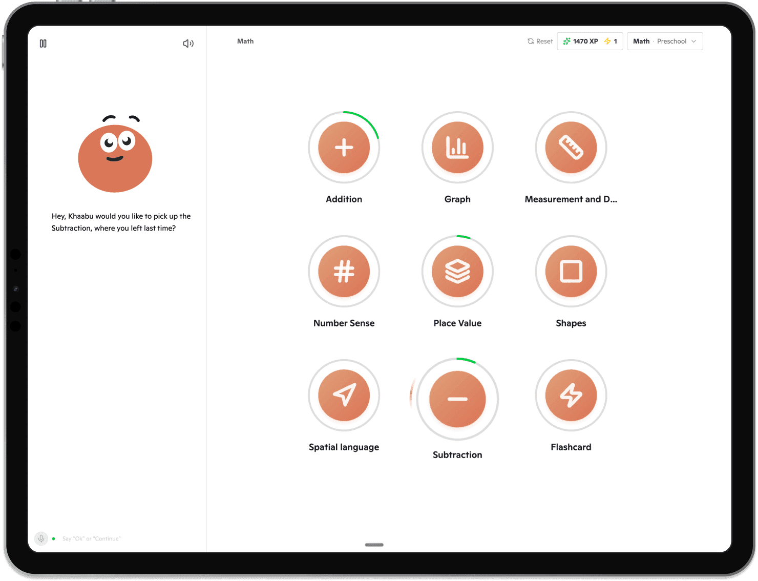 Child learning math with AI tutor