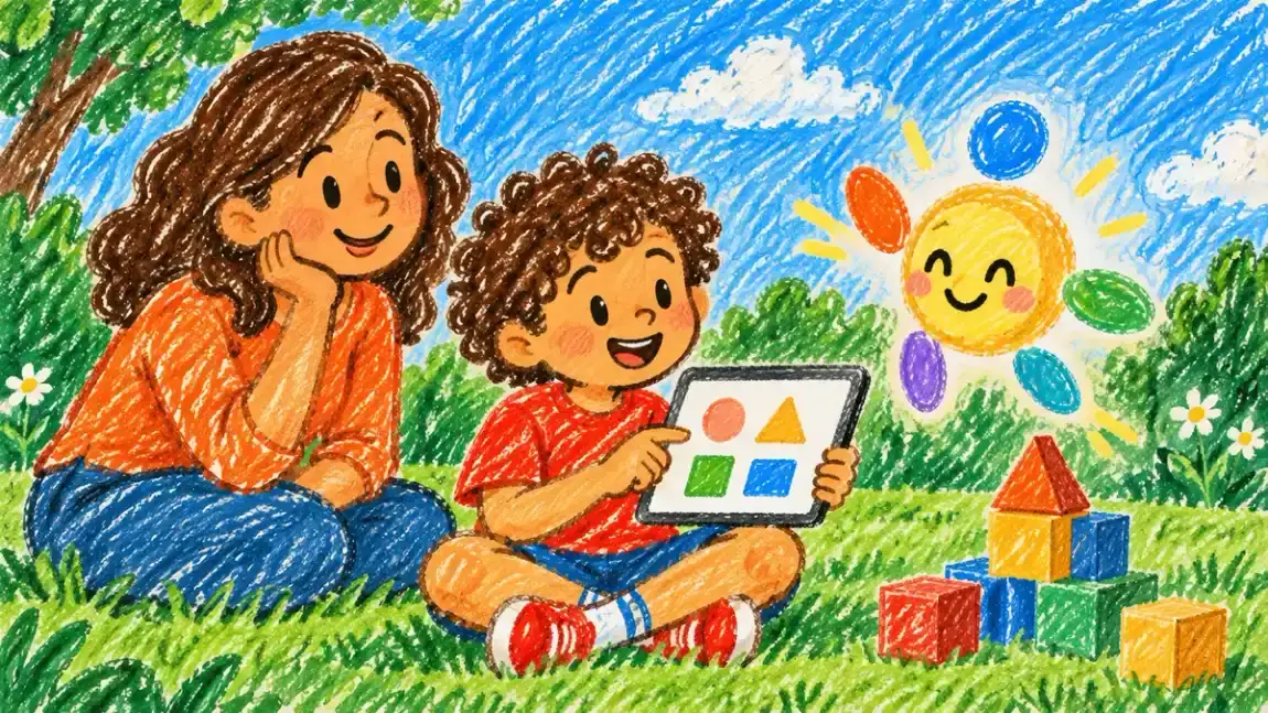 Friendly AI math tutor helping a child solve a number puzzle