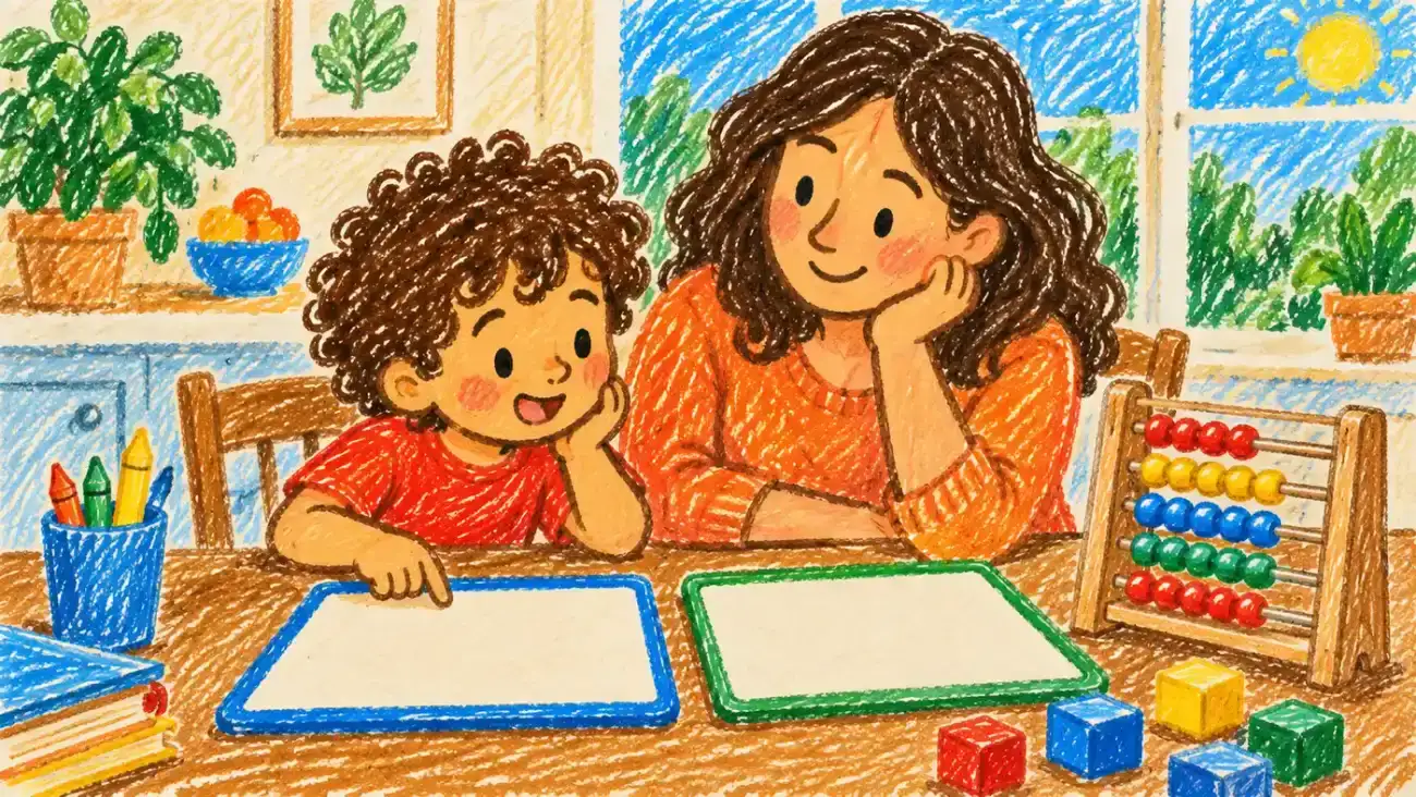 Parent comparing human and online maths tutoring options